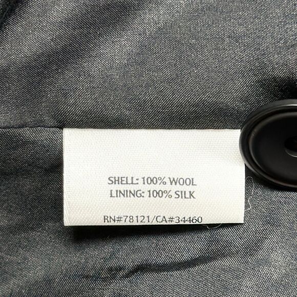 Eileen Fisher Textured Black Wool Swing Coat Silk Lined 3/4 Sleeve Band Collar S - Picture 12 of 13